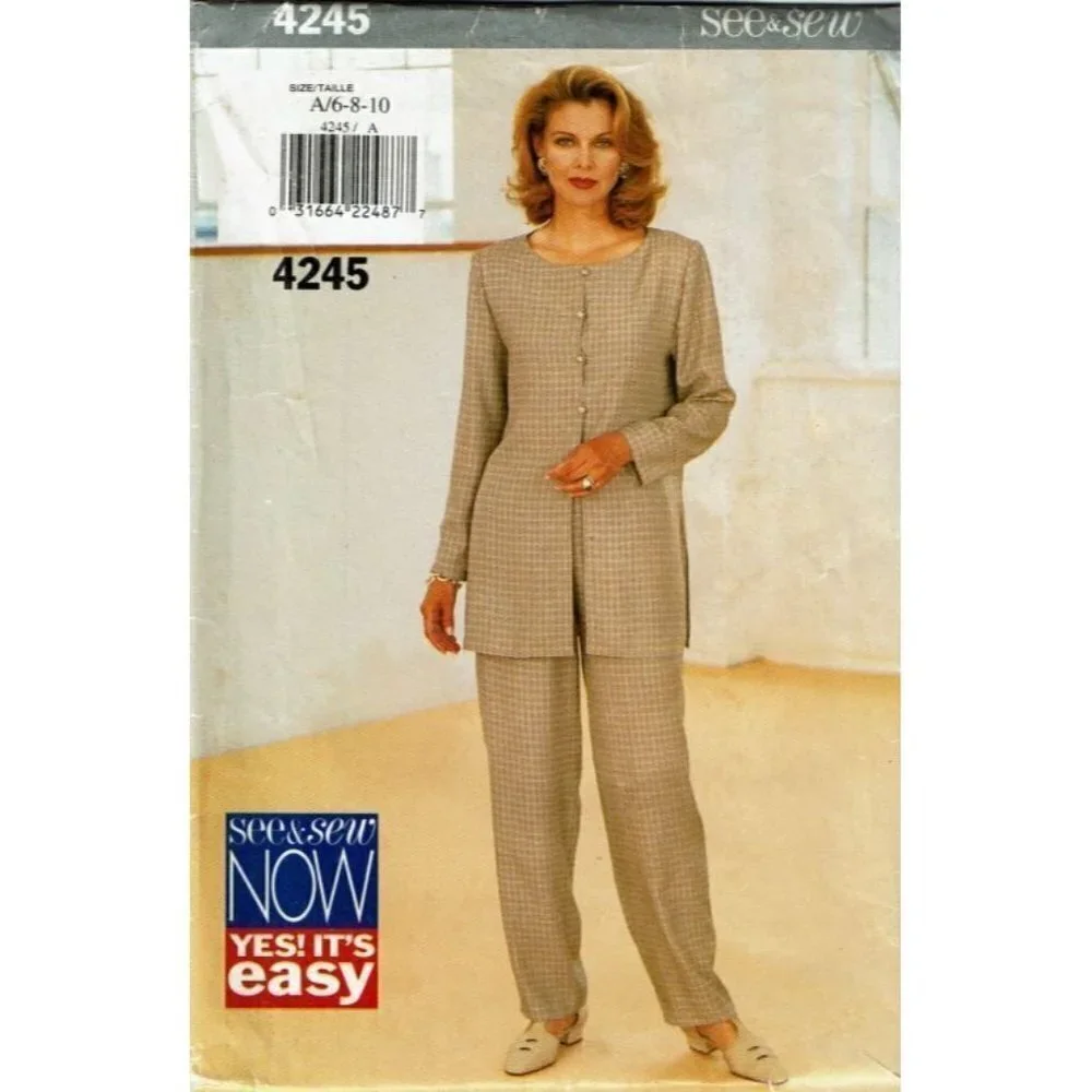 Butterick See and Sew Sewing Pattern‎ 4245 Tunic Pants Misses Size 6-10